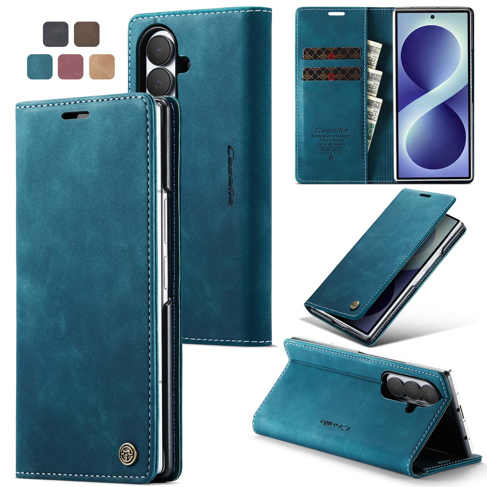 Leather Folio Wallet Case - 삼성 갤럭시 Z 폴드 8 울트라용