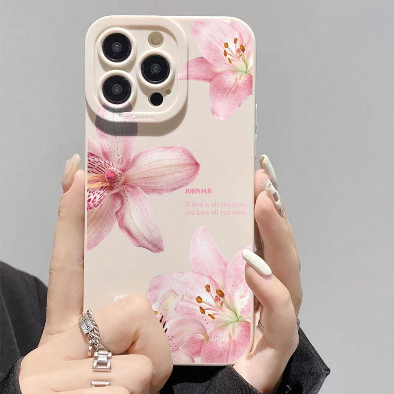 Phone Cases Blue - 블루 플로럴 페인팅 실리콘 INS 폰
