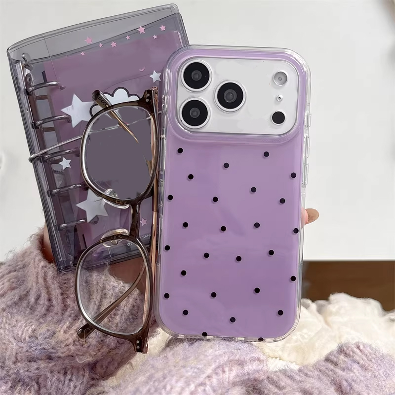 Phone Cases Purple - 한국 인스타걸 심플 퍼플 물방울 무늬