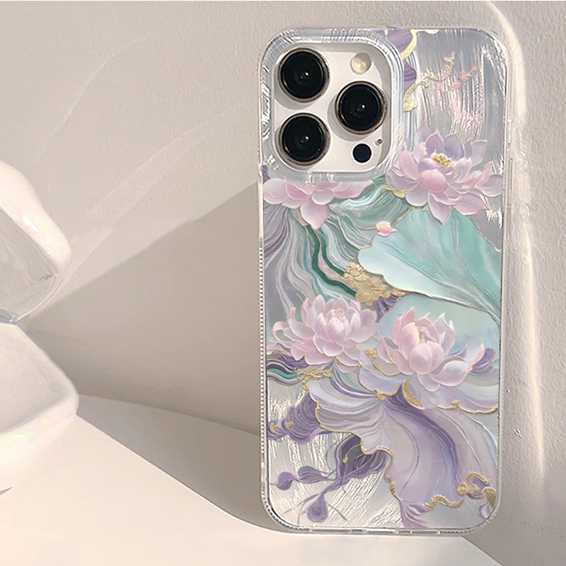 Phone Cases Purple - 몽환적인 보라색 연꽃 프린트 감성 폰
