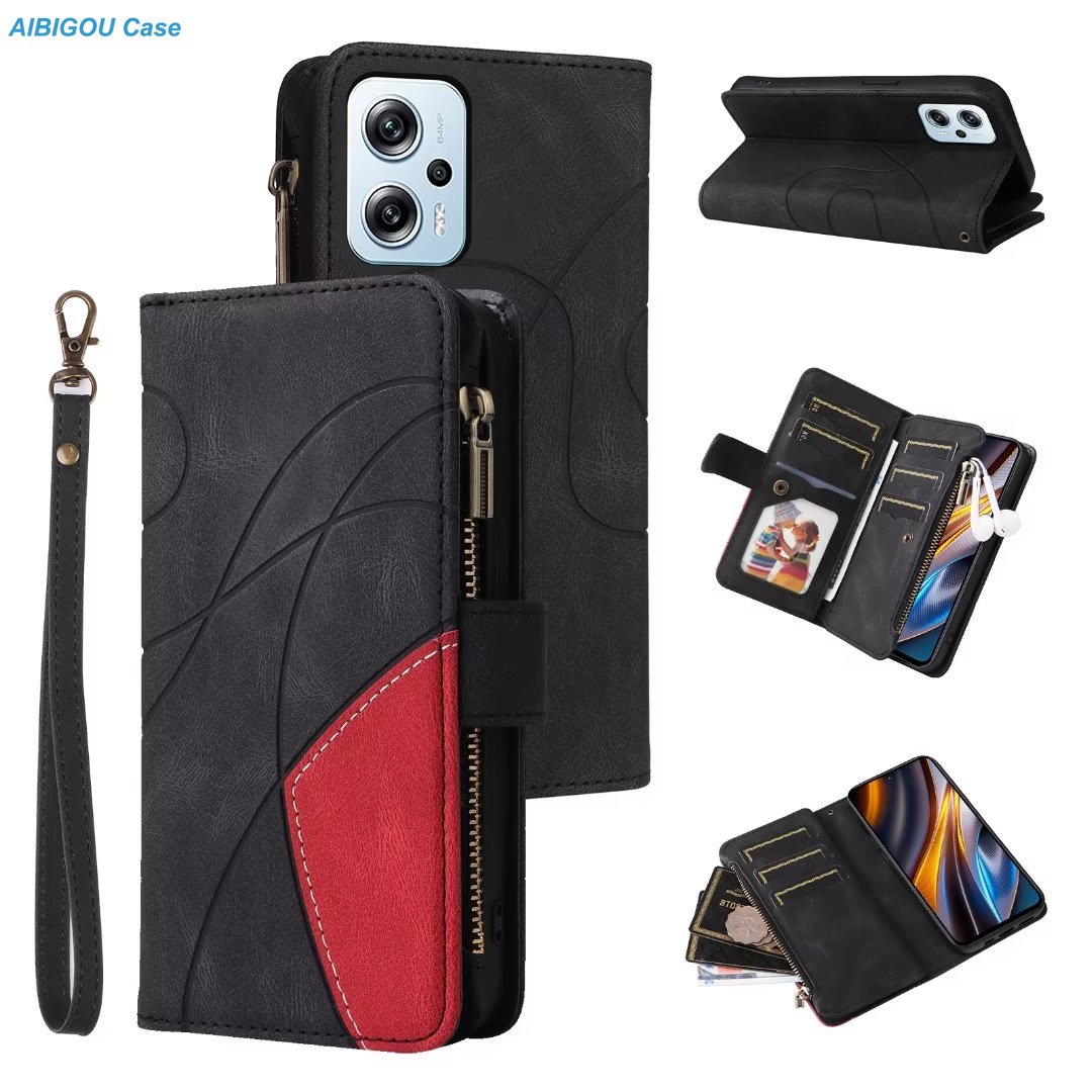 Leather Folio Wallet Case - 모토로라 엣지 70 퓨전 가죽 케이스