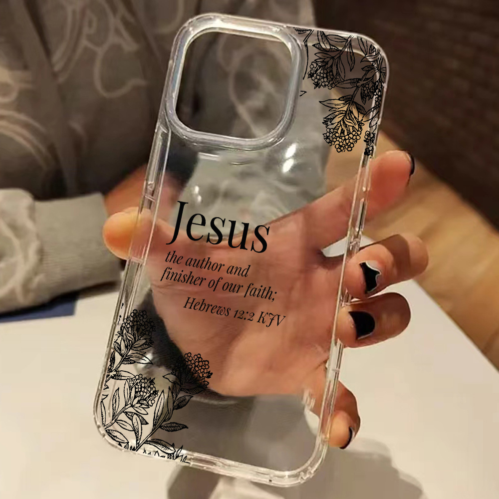 Phone Cases Jesus - 예수 성경 구절 꽃무늬 투명 폰