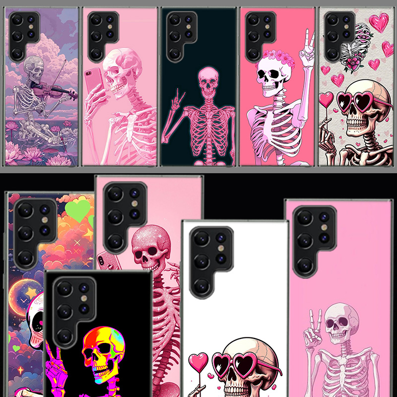 Phone Cases Shein - 재미있는 해골 무늬 투명 TPU 케이스,