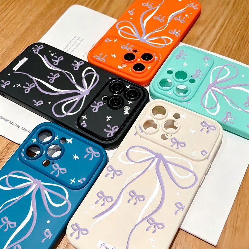 Phone Cases Purple - 대형 퍼플 보우 스타 도형 프린트