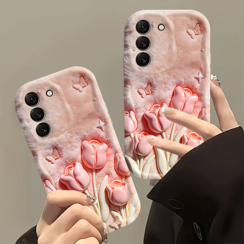 Phone Cases Designer - 2D 플랫 디자인 핑크 튤립 폰