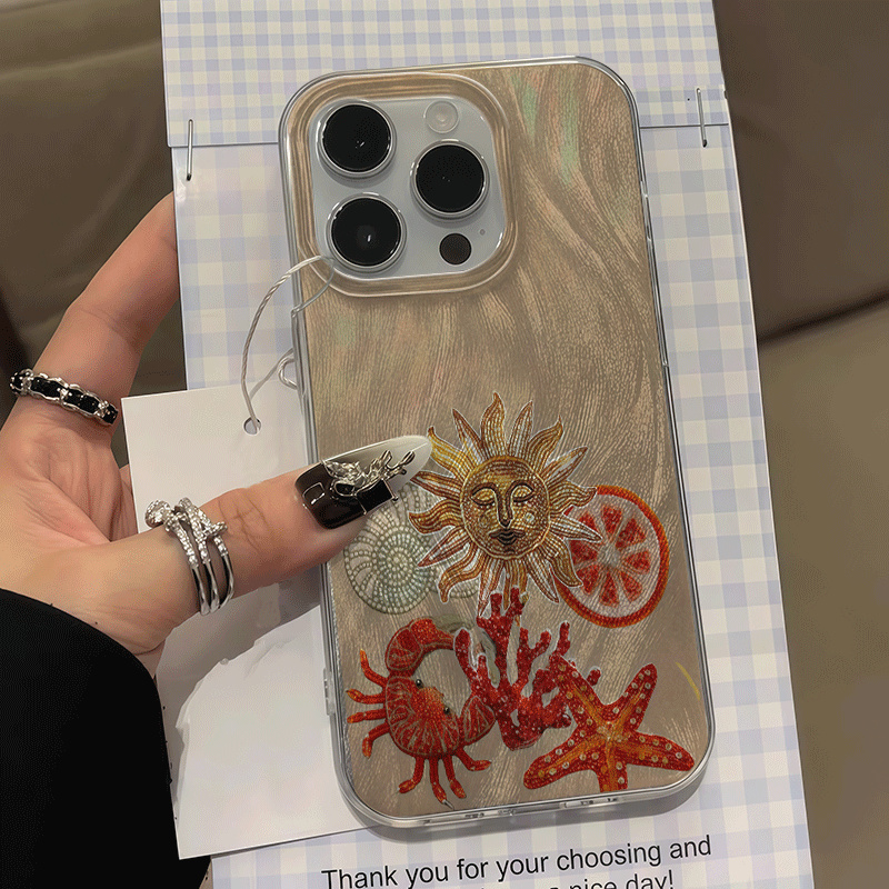 Phone Cases Hard - 카메라 보호 게와 불가사리 아이스 폰
