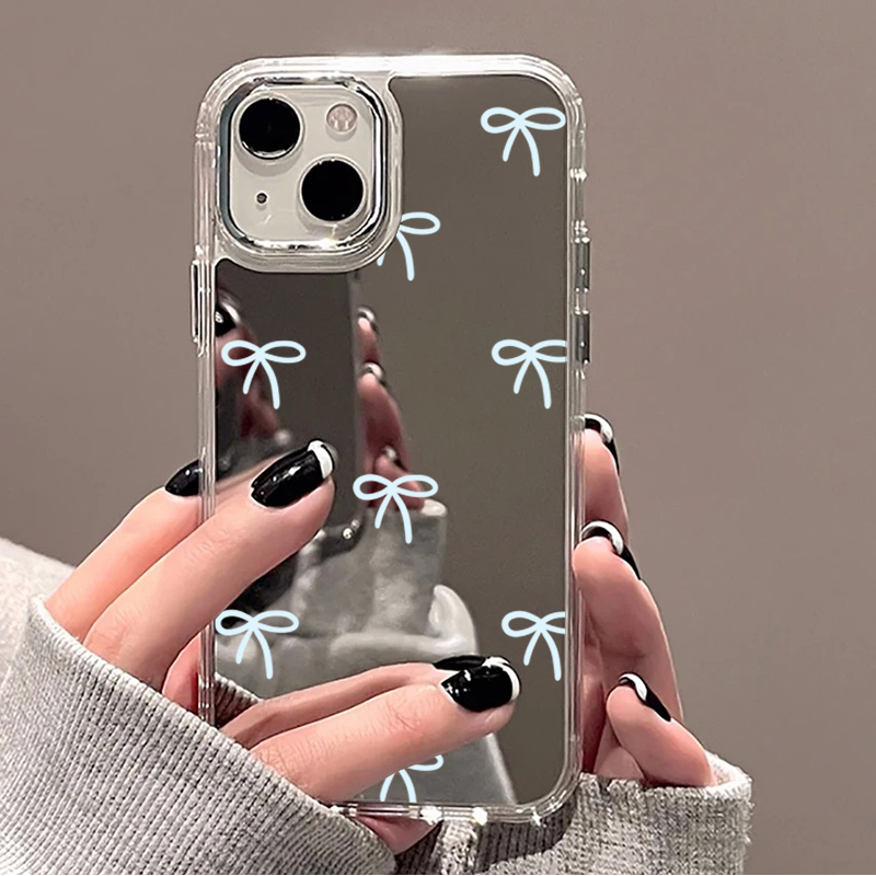 Phone Cases Blue - 라이트 블루 보우 미러 폰 케이스