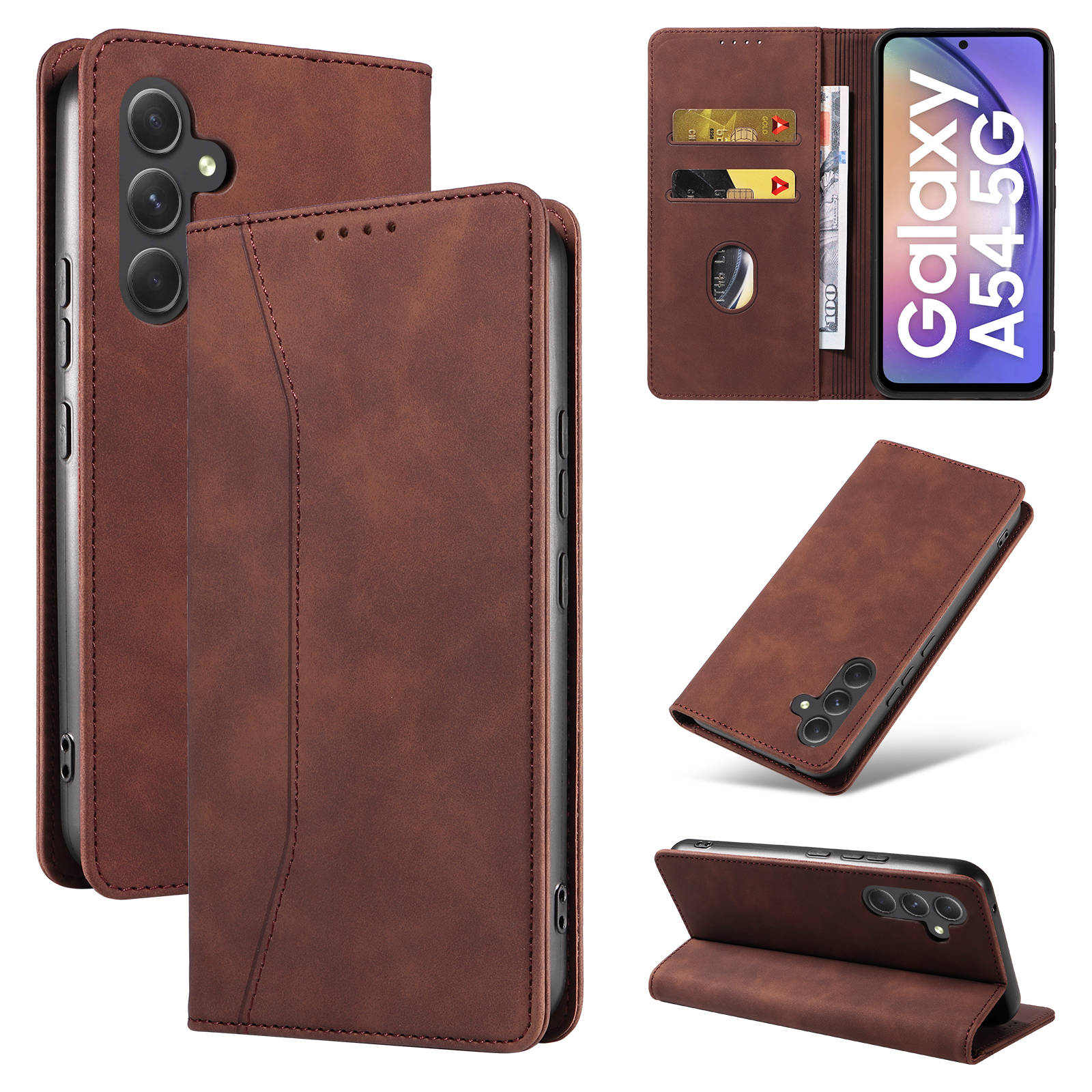 Leather Folio Wallet Case - 삼성 갤럭시 플립 지갑 케이스, 가죽