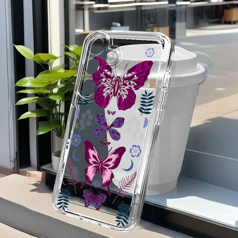 Phone Cases Purple - 보라색 나비 그래픽 폰 케이스 삼성