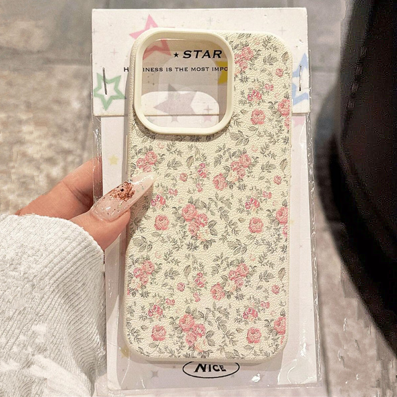 Phone Cases Blue - 귀여운 소녀 꽃무늬 화이트 클래식 소프트