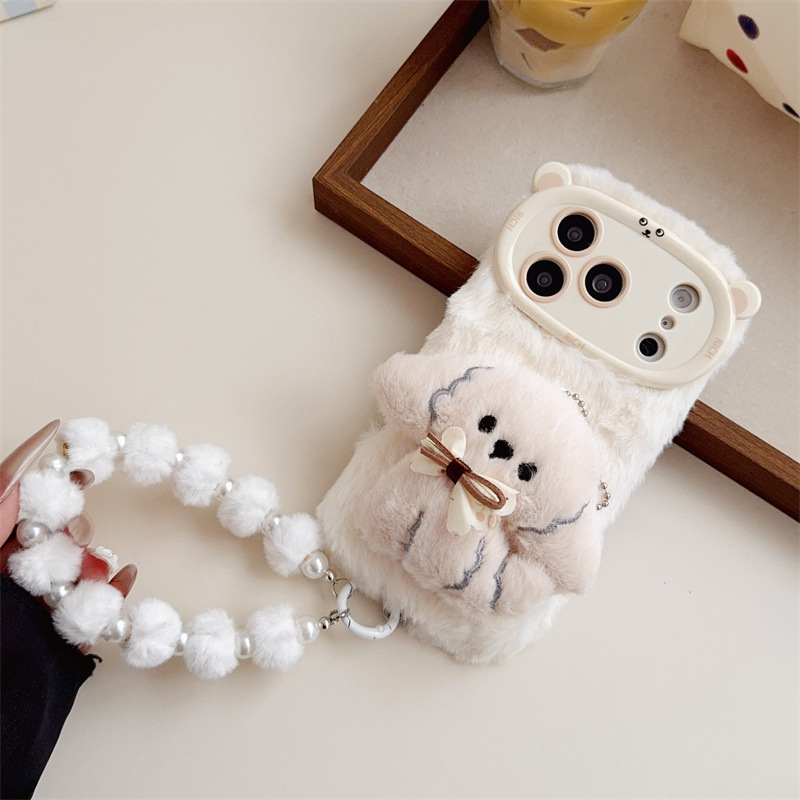 3D 만화 리본 강아지 따뜻하고 폭신한 플러시 폰 케이 - Phone Cases For Iphone 11 리뷰 및 가격