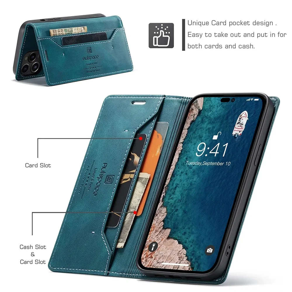 iPhone 용 가죽 케이스 16 15 14 13 12 - Leather Folio Wallet Case 리뷰 및 가격