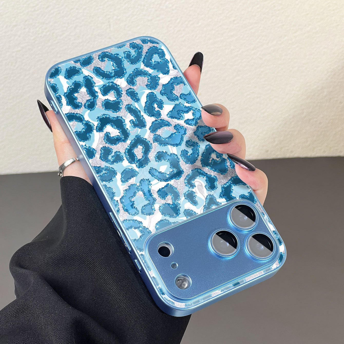 글리터 블루 레오파드 프린트 폰 케이스 아이폰 17/1 - Phone Cases Blue 리뷰 및 가격