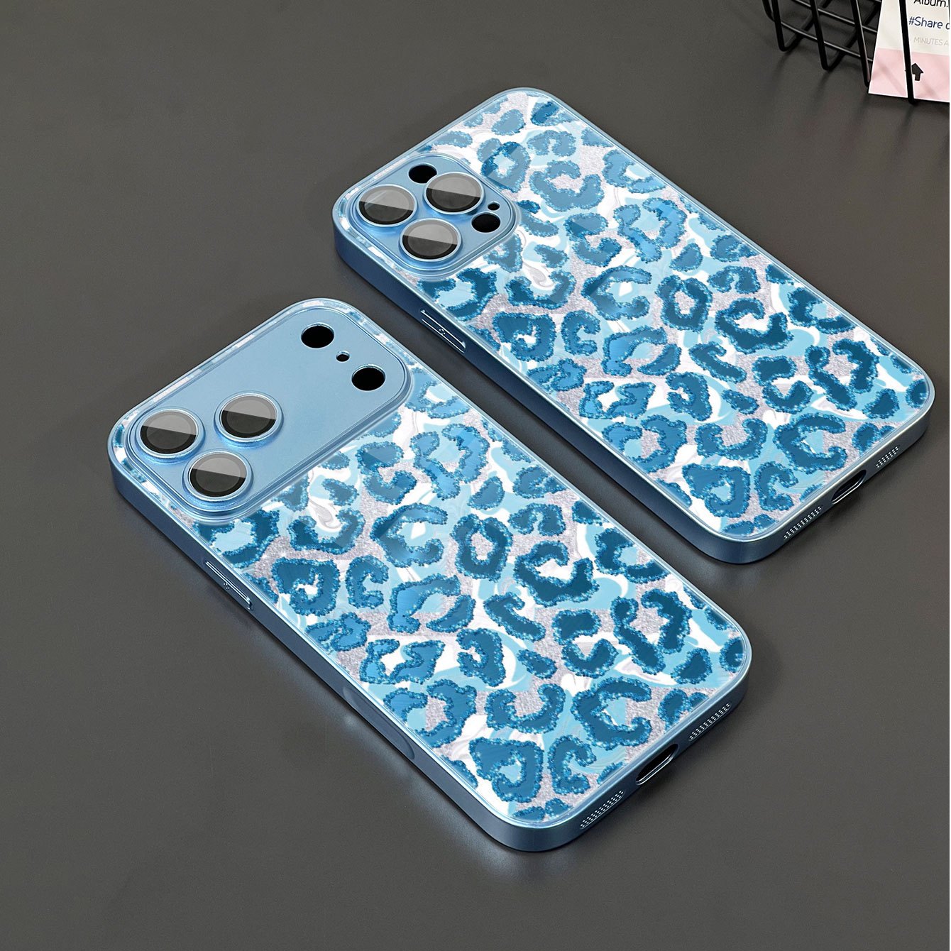 글리터 블루 레오파드 프린트 폰 케이스 아이폰 17/1 - Phone Cases Blue 리뷰 및 가격
