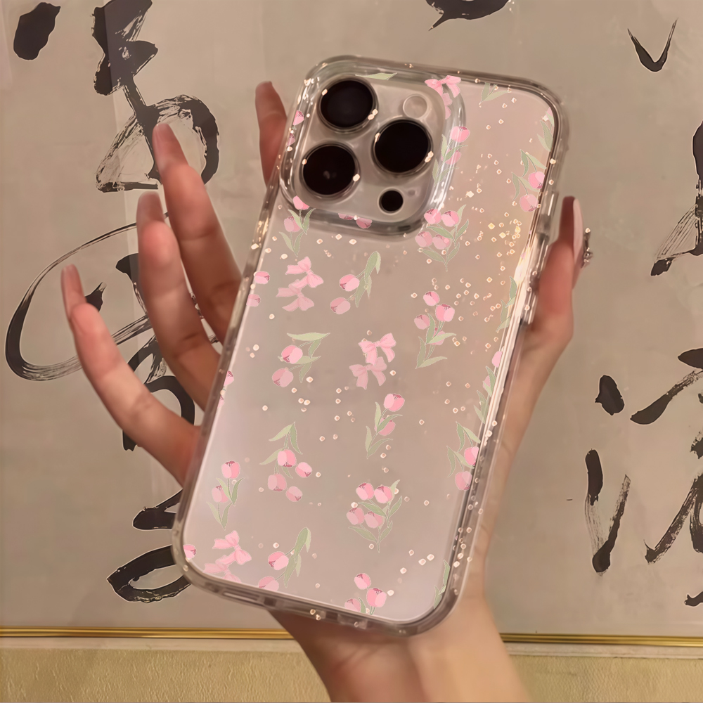 럭셔리 블루 플라워 클리어 글리터 폰 케이스 (아이폰  - Phone Cases Luxury 리뷰 및 가격