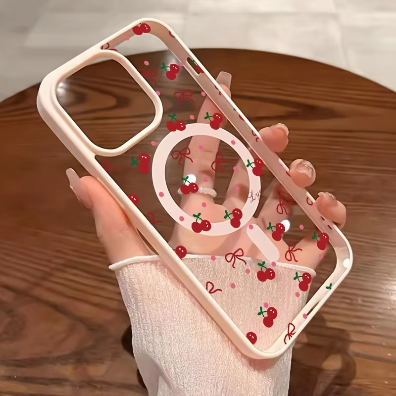 레드 체리 프린트 마그네틱 폰 케이스 (아이폰 17,  - Phone Cases Hard 리뷰 및 가격
