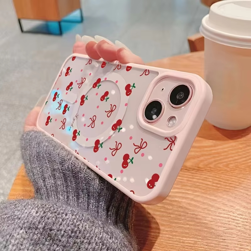 레드 체리 프린트 마그네틱 폰 케이스 (아이폰 17,  - Phone Cases Hard 리뷰 및 가격