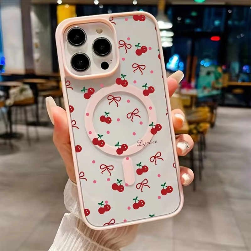 레드 체리 프린트 마그네틱 폰 케이스 (아이폰 17,  - Phone Cases Hard 리뷰 및 가격