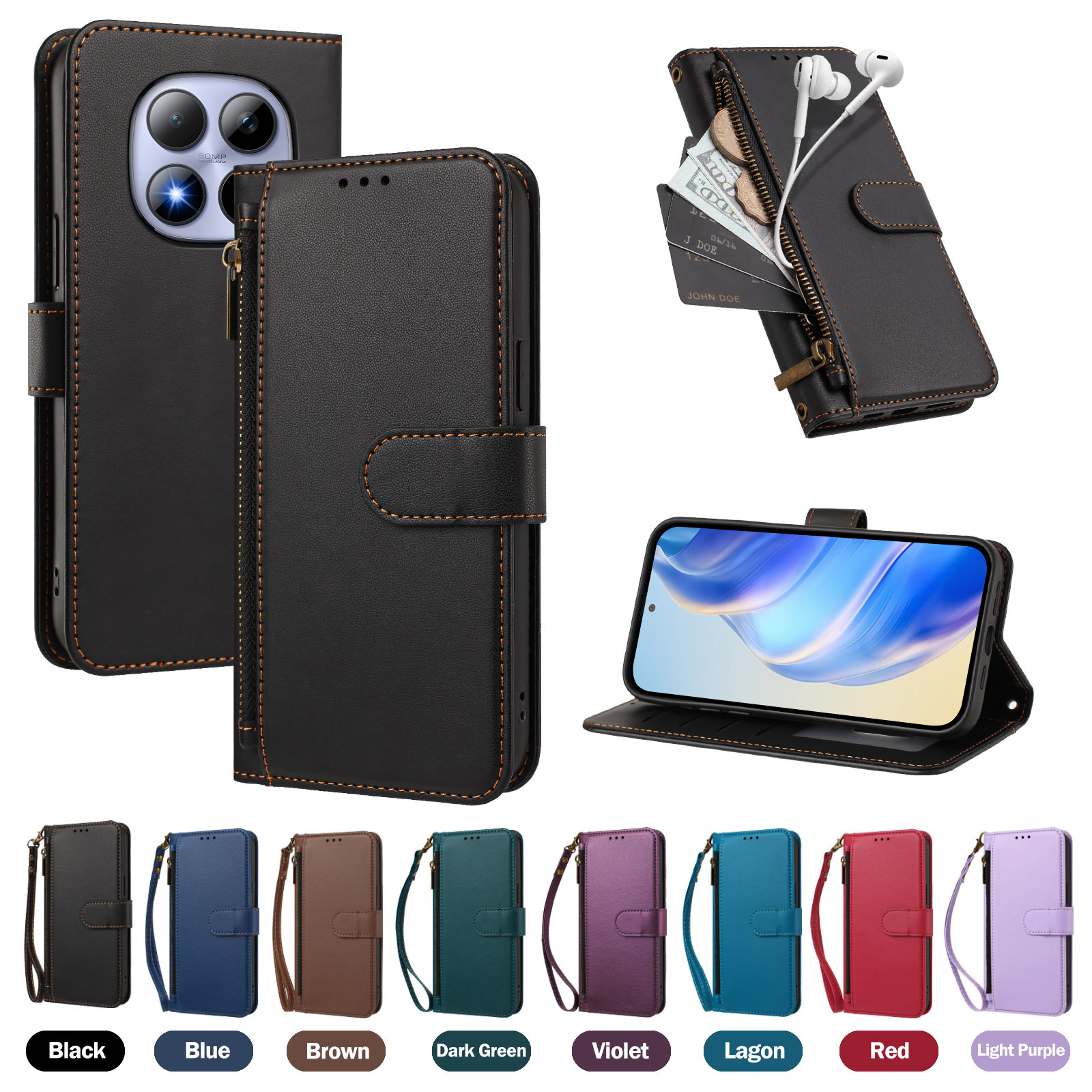 레드미 노트 15, 15 프로, 15 프로 플러스, 1 - Leather Folio Wallet Case 리뷰 및 가격