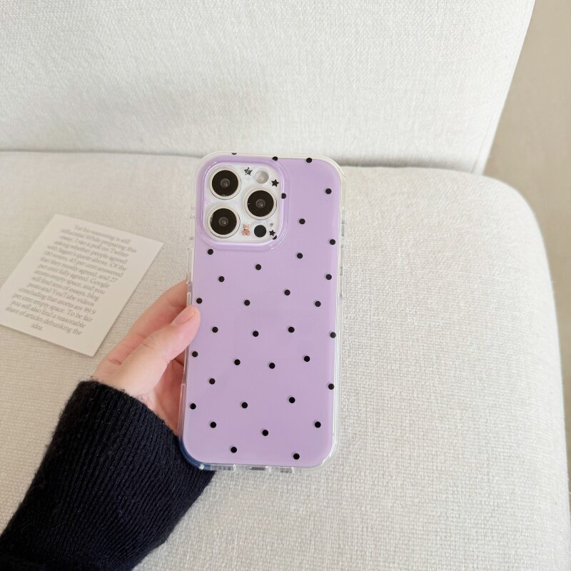 한국 화이트 & 퍼플 물방울 무늬 폰 케이스 아이폰 1 - Phone Cases Purple 리뷰 및 가격