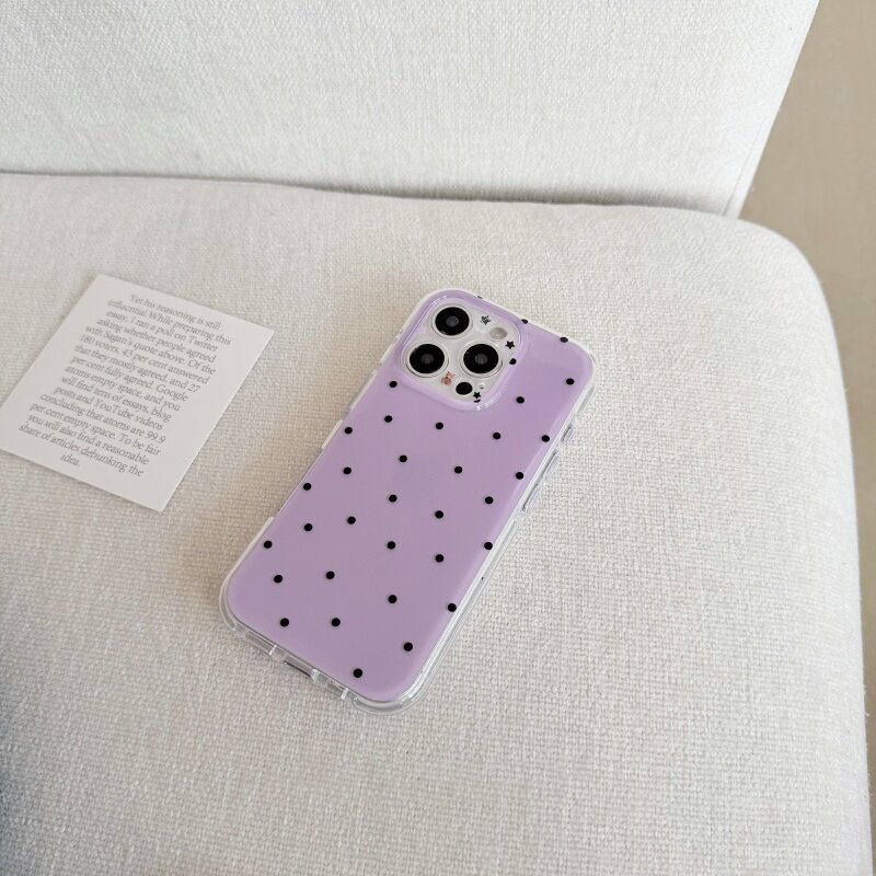 한국 화이트 & 퍼플 물방울 무늬 폰 케이스 아이폰 1 - Phone Cases Purple 리뷰 및 가격