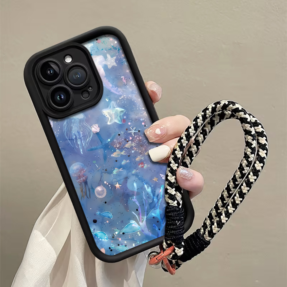 블루 퍼플 해파리 스트랩 로프 폰 케이스 삼성 갤럭시  - Phone Cases Purple 리뷰 및 가격