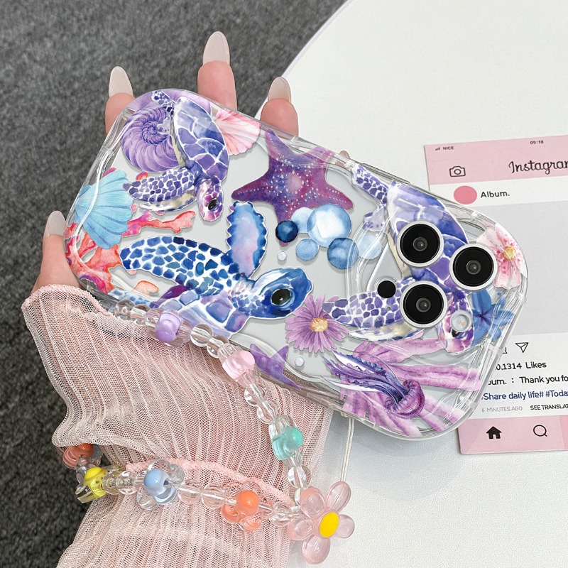 퍼플 터틀 수중 세계 패턴 폰 케이스 아이폰 17 16 - Phone Cases Purple 리뷰 및 가격