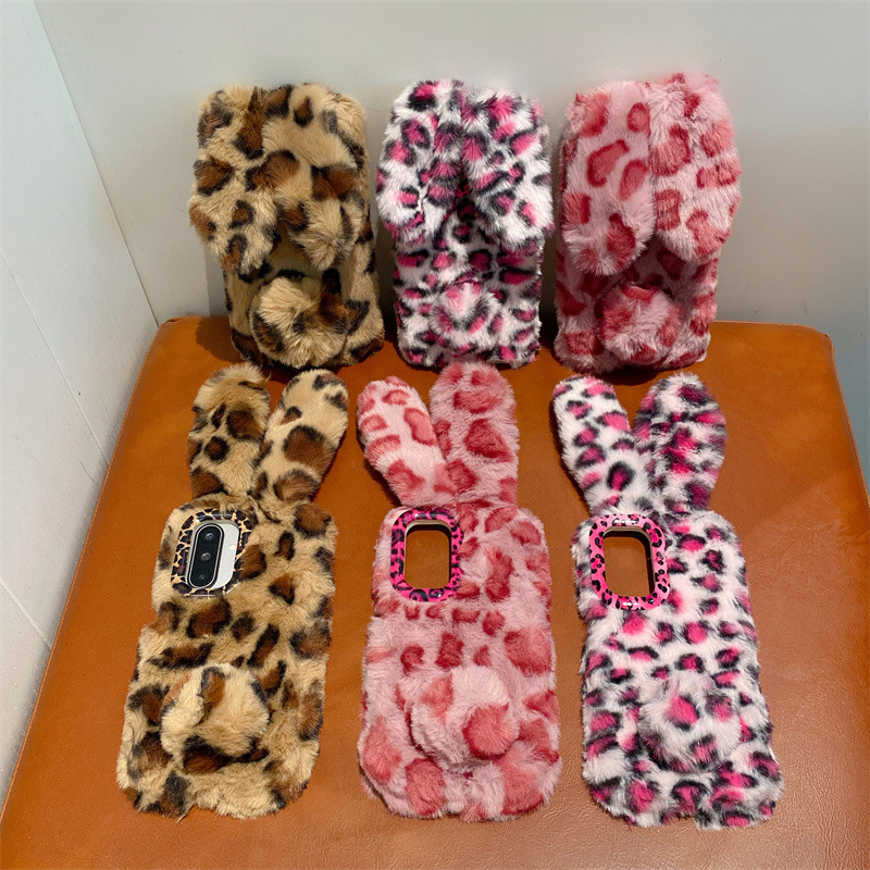 럭셔리 3D 레오파드 프린트 토끼 플러시 폰 케이스 ( - Phone Cases Luxury 리뷰 및 가격