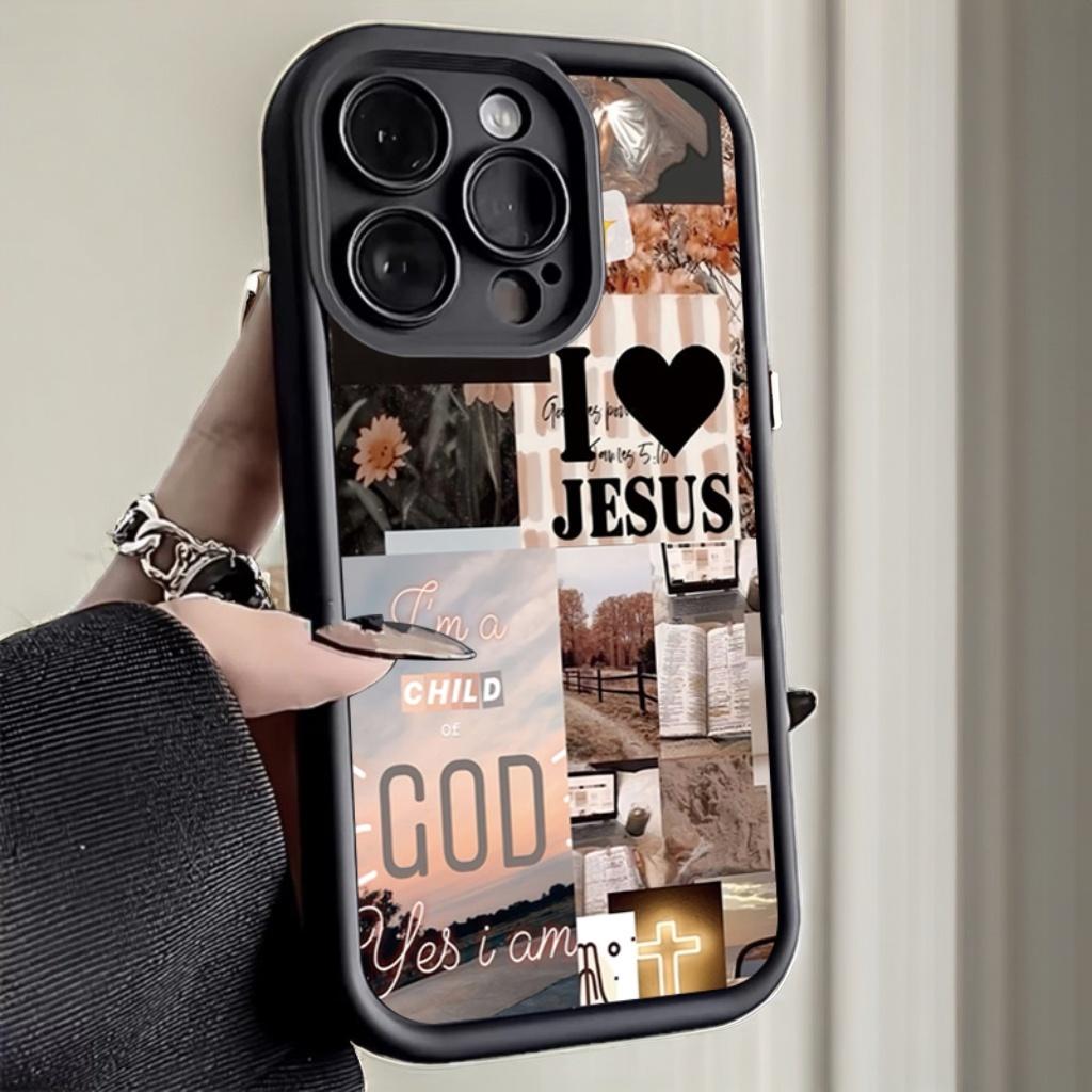 예수 콜라주 패턴 두꺼운 충격 방지 전화 케이스 iPh - Phone Cases Jesus 리뷰 및 가격