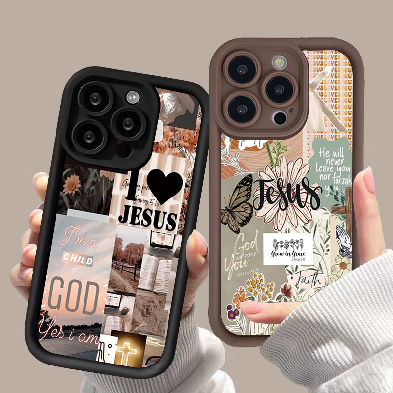 예수 콜라주 패턴 두꺼운 충격 방지 전화 케이스 iPh - Phone Cases Jesus 리뷰 및 가격