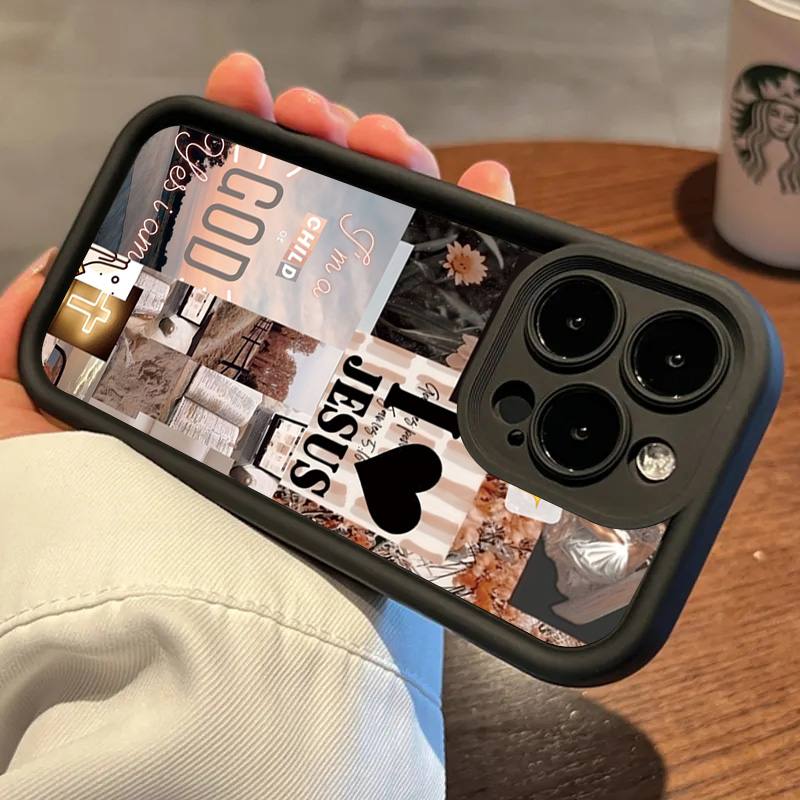 예수 콜라주 패턴 두꺼운 충격 방지 전화 케이스 iPh - Phone Cases Jesus 리뷰 및 가격