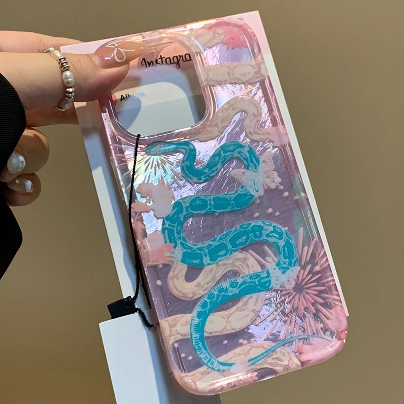 오리엔탈 스타일 뱀 불꽃놀이 글리터 빙하 패턴 케이스  - Phone Cases Arc 리뷰 및 가격