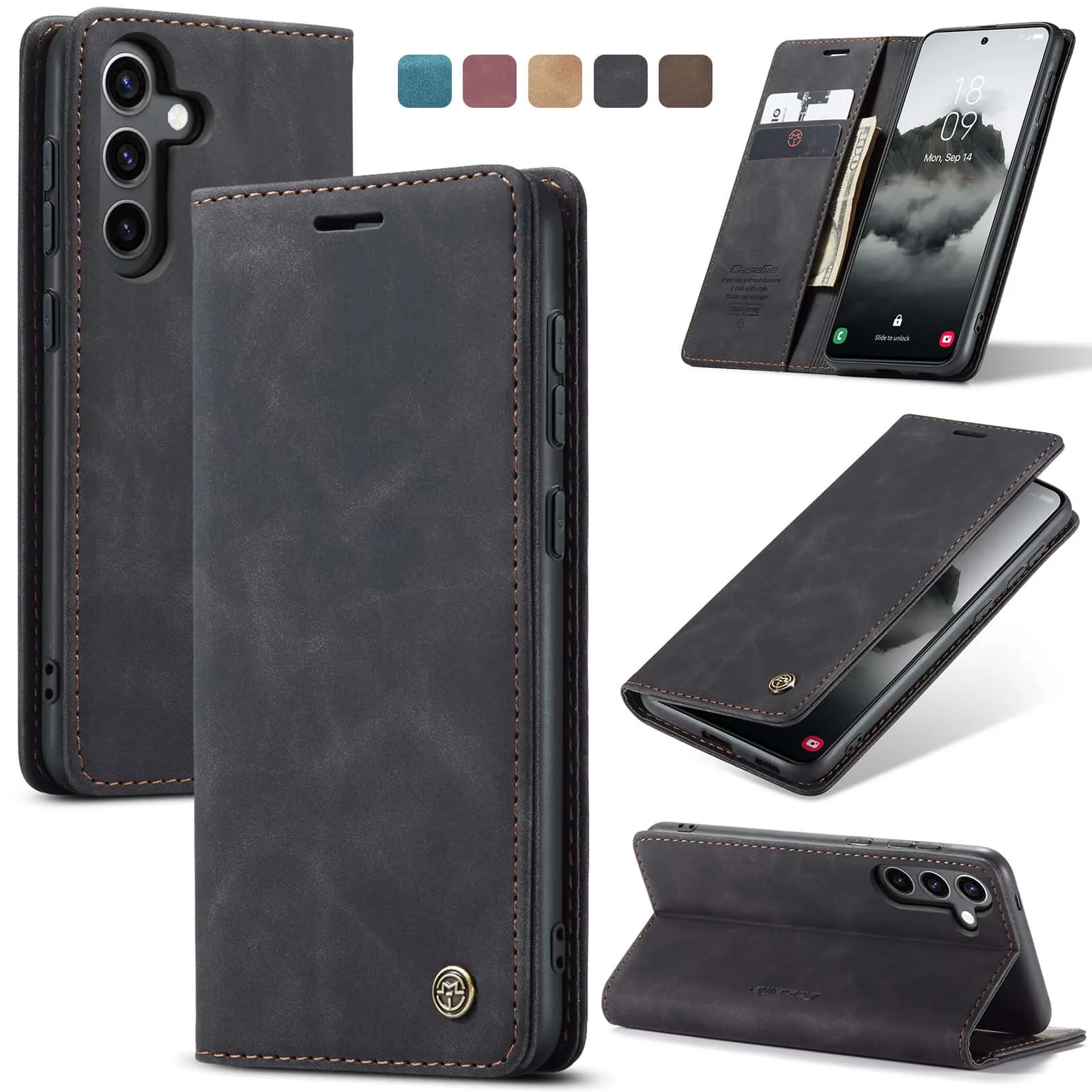 삼성 갤럭시 S24 FE용 레트로 가죽 플립 케이스,  - Leather Folio Wallet Case 리뷰 및 가격