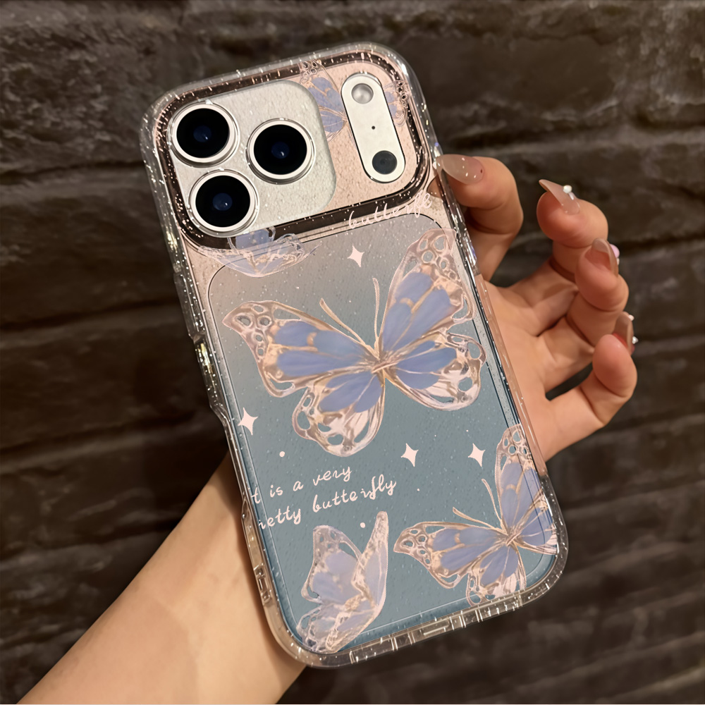 럭셔리 블루 버터플라이 투명 글리터 폰 케이스 (아이폰 - Phone Cases Luxury 리뷰 및 가격