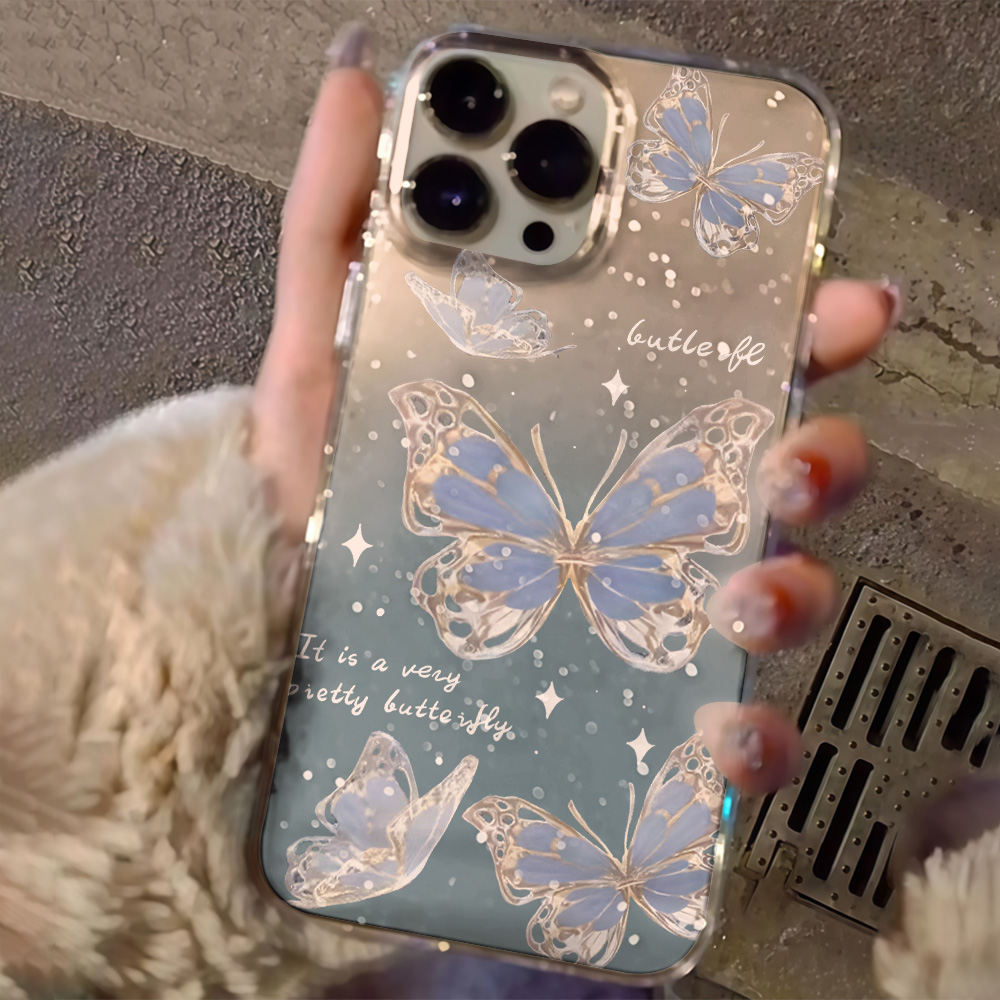 럭셔리 블루 버터플라이 투명 글리터 폰 케이스 (아이폰 - Phone Cases Luxury 리뷰 및 가격