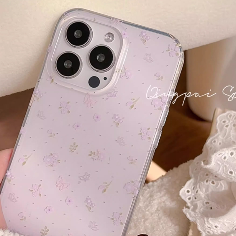 인스 한국식 퍼플 플로럴 젠틀 힐링 크리에이티브 큐트  - Phone Cases Purple 리뷰 및 가격