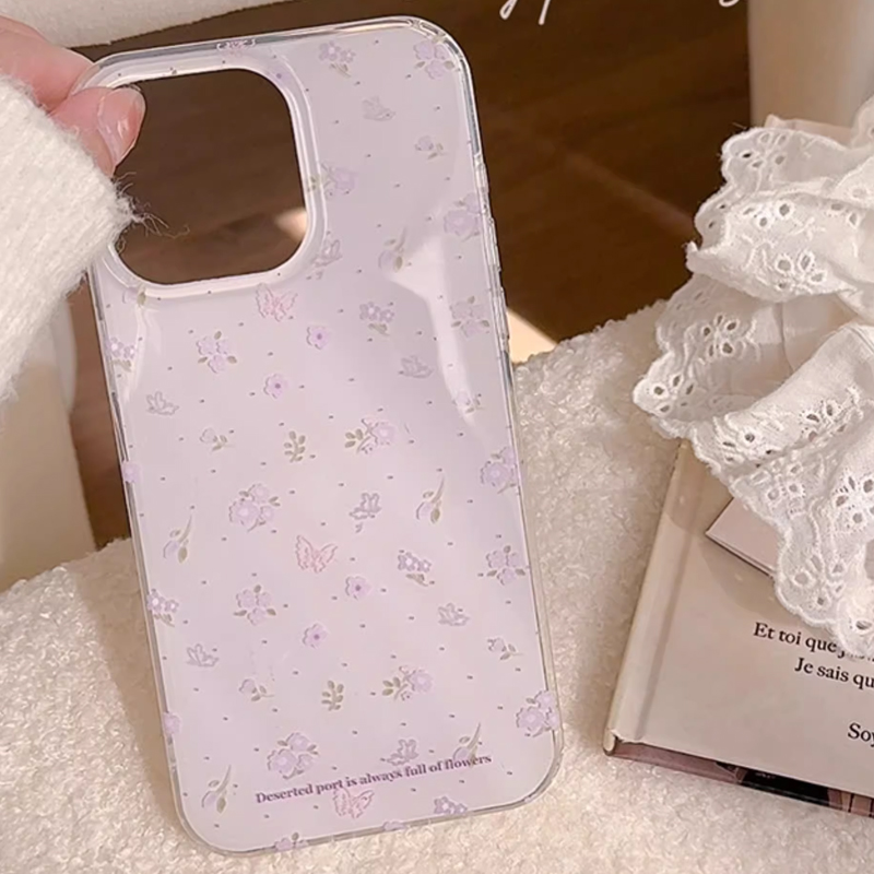 인스 한국식 퍼플 플로럴 젠틀 힐링 크리에이티브 큐트  - Phone Cases Purple 리뷰 및 가격