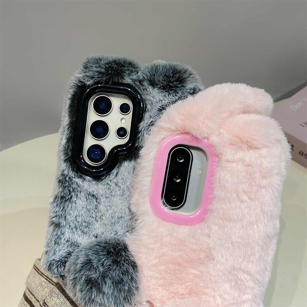 귀여운 토끼 귀 플러피 스탠드 폰 케이스 삼성 갤럭시  - Phone Cases Galaxy S23 리뷰 및 가격