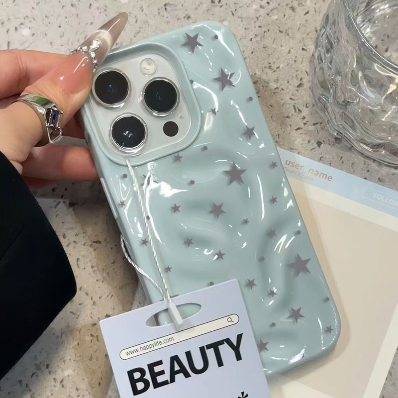 미니멀리스트 그레이-블루 스타 웨이브 텍스처 아이폰 1 - Phone Cases Blue 리뷰 및 가격