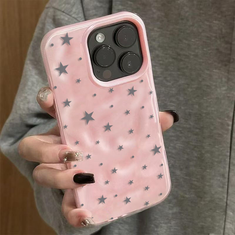 미니멀리스트 그레이-블루 스타 웨이브 텍스처 아이폰 1 - Phone Cases Blue 리뷰 및 가격