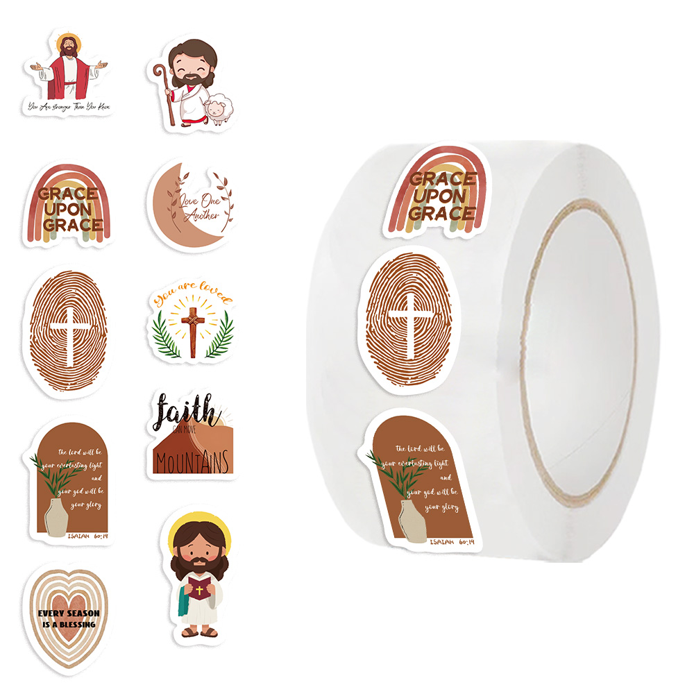 500PCS 기독교 예수 롤 DIY 방수 스티커 만화  - Phone Cases Jesus 리뷰 및 가격